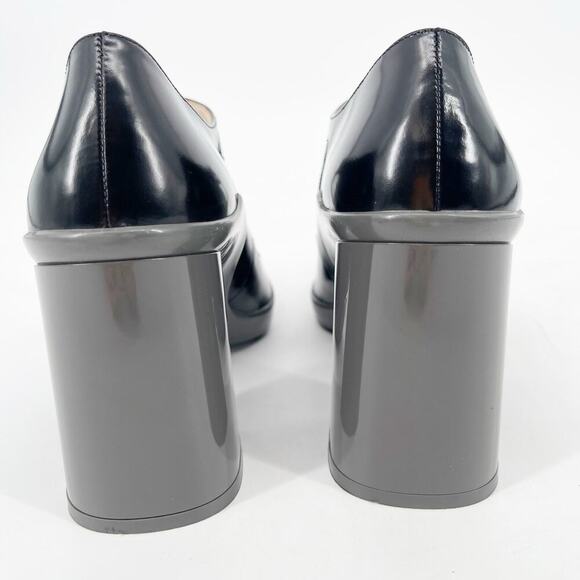 Prada Fall 2015 Runway Black Leather Gray Rubber Mary Jane Block Heel size IT 37 - Picture 8 of 13